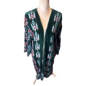 Akemi + Kin Anthropologie Womens Titania Velvet Kimono Wrap Shawl Top One Size